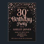 Invitation 30e fête d'anniversaire - Black & Rose Gold<br><div class="desc">Invitation de fête du 30e anniversaire. Design élégant en or rose noir et faux parties scintillant. Comprend des polices de caractères et des confettis stylisés. Message-moi si vous avez besoin d'âge personnalisé.</div>