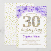 Invitation 30e fête d'anniversaire - Blanc Gold violet (Devant / Derrière)