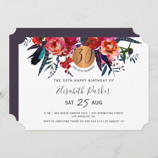 Invitation 30e fête d'anniversaire de la floraison du boho mo (Devant / Derrière)