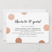 Invitation 30E FÊTE D'ANNIVERSAIRE élégants pois rose d'or (Devant)