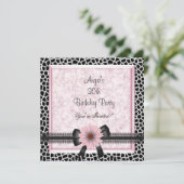 Invitation 30e fête d'anniversaire Giraffe noire rose floral  (Debout devant)