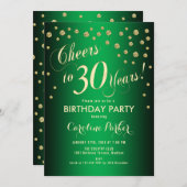 Invitation 30e fête d'anniversaire - Gold Green (Devant / Derrière)