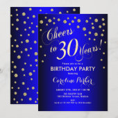 Invitation 30e fête d'anniversaire - Gold Royal Blue (Devant / Derrière)