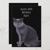 Invitation 30e fête d'anniversaire Gray Chat (Devant / Derrière)