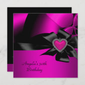 Invitation 30e fête d'anniversaire Hot rose argent Abstrait n (Devant / Derrière)