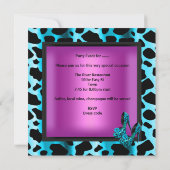 Invitation 30e fête d'anniversaire Hot rose Leopard Turquoise (Dos)