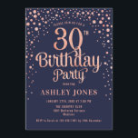 Invitation 30e fête d'anniversaire - Marine & Rose Gold<br><div class="desc">Invitation de fête du 30e anniversaire. Design élégant en bleu marine et faux parties scintillant rose or. Comprend des polices de caractères et des confettis stylisés. Message-moi si vous avez besoin d'âge personnalisé.</div>