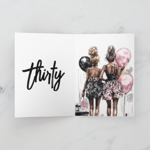 Invitation 30e fête d'anniversaire moderne blanche et noire