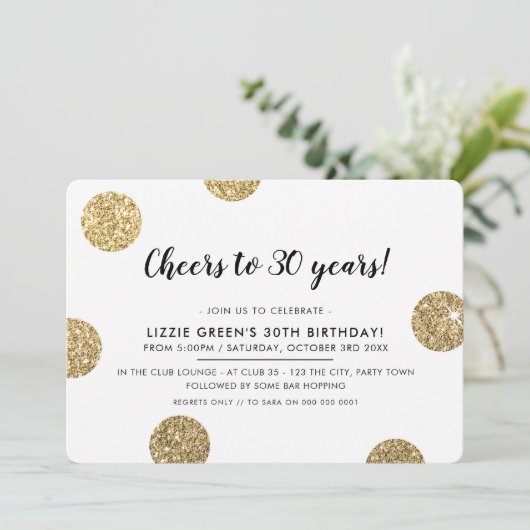 Invitation 30E FÊTE D'ANNIVERSAIRE parties scintillant d'or m (Debout devant)