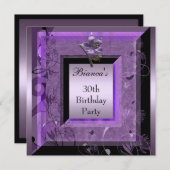 Invitation 30e fête d'anniversaire Purple Floral (Devant / Derrière)