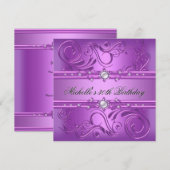 Invitation 30e fête d'anniversaire Purple Pink Pearl Bijou fl (Devant / Derrière)