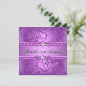 Invitation 30e fête d'anniversaire Purple Pink Pearl Bijou fl (Debout devant)