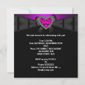 Invitation 30e fête d'anniversaire Purple rose Coeur Bijou no (Dos)