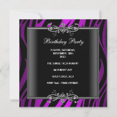 Invitation 30e fête d'anniversaire Purple Zebra Black Masque (Dos)