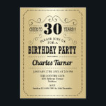 Invitation 30e fête d'anniversaire - Retro Gold Black<br><div class="desc">Invitation de fête du 30e anniversaire. Élégant film en or et design noir. Peut être customisé à n'importe quel âge!</div>