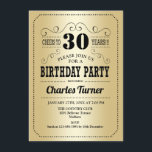 Invitation 30e fête d'anniversaire - Retro Gold Black<br><div class="desc">Invitation de fête du 30e anniversaire. Élégant film en or et design noir. Peut être customisé à n'importe quel âge!</div>