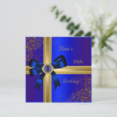 Invitation 30e fête d'anniversaire Rich Royal Blue Gold Jewel (Debout devant)