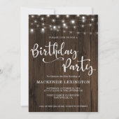 Invitation 30e fête d'anniversaire Rustic String Lights Wood (Devant)