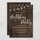 Invitation 30e fête d'anniversaire Rustic String Lights Wood (Devant / Derrière)