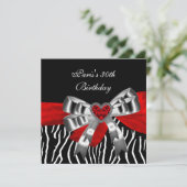 Invitation 30e fête d'anniversaire Silver Red Black White Zeb (Debout devant)