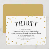 Invitation 30E FÊTE D'ANNIVERSAIRE taches élégantes de confet (Devant / Derrière)