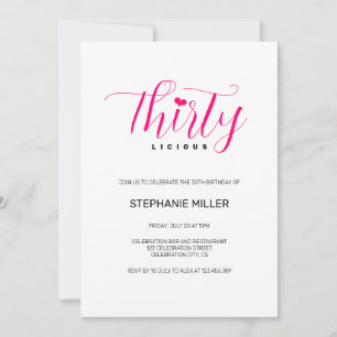 Invitation 30e fête d'anniversaire Trente rose Trente licious