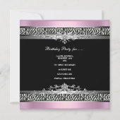 Invitation 30e fête d'anniversaire Zebra Black Argent rose (Dos)