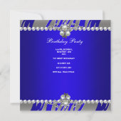 Invitation 30e fête d'anniversaire Zebra Blue Pearl Argent (Dos)
