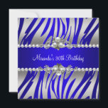 Invitation 30e fête d'anniversaire Zebra Blue Pearl Argent<br><div class="desc">30e fête d'anniversaire Zebra Blue White Pearl Silver Lace Elégant Classy Toutes les occasions Changez simplement d'âge. Modèle invitations de fête</div>