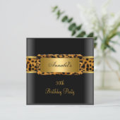 Invitation 30e fête d'anniversaire Zebra Gold Black Leopard 2 (Debout devant)