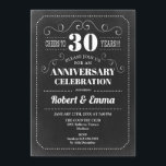 Invitation 30e fête du Mariage - Chalkboard<br><div class="desc">Invitation du 30e anniversaire du Mariage Design rétro simple avec motif de tableau noir. Carte invitation noir et blanc. Parfait pour une fête élégante ! Peut être personnalisé à n'importe quelle année. S'il vous plaît,  envoyez-moi un message si vous avez besoin d'une personnalisation supplémentaire.</div>