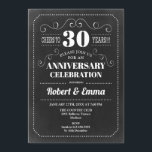 Invitation 30e fête du Mariage - Chalkboard<br><div class="desc">Invitation du 30e anniversaire du Mariage Design rétro simple avec motif de tableau noir. Carte invitation noir et blanc. Parfait pour une fête élégante ! Peut être personnalisé à n'importe quelle année. S'il vous plaît,  envoyez-moi un message si vous avez besoin d'une personnalisation supplémentaire.</div>
