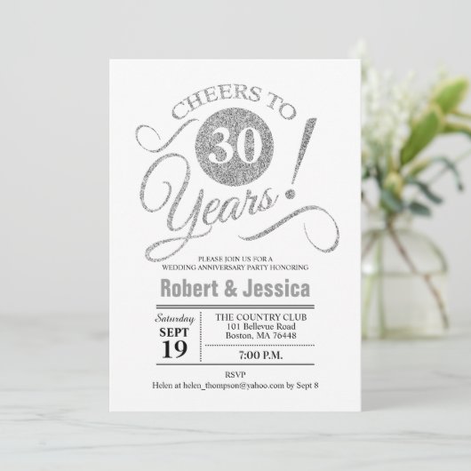 Invitation 30e fête du Mariage - Silver White (Debout devant)