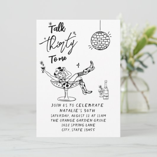 Invitation 30e Fille Vache Quirky Parler Trente À Moi Anniver (Debout devant)