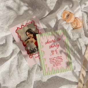 Invitation 30e Main dessinée couleur photo Trente Anniversair