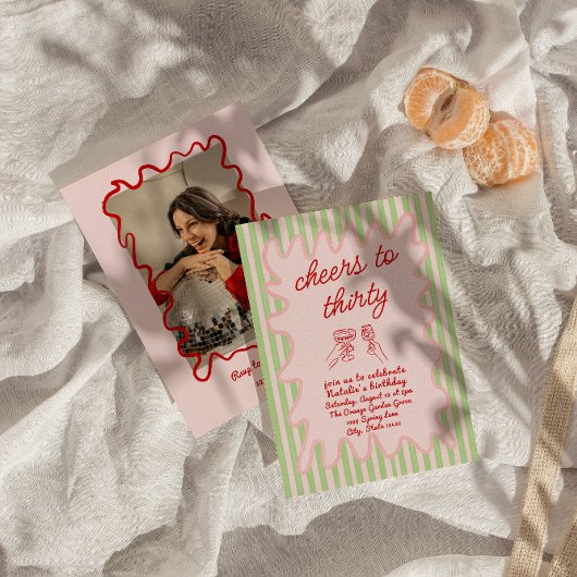 Invitation 30e Main dessinée couleur photo Trente Anniversair