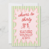 Invitation 30e Main dessinée couleur photo Trente Anniversair (Devant)