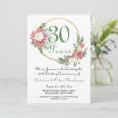 Invitation 30e Mariage Pearl Anniversaire Rose Gold Frame (Debout devant)