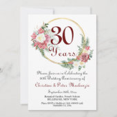 Invitation 30e Mariage Pearl Anniversaire Rose Gold Frame (Devant)