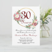 Invitation 30e Mariage Pearl Anniversaire Rose Gold Frame (Debout devant)