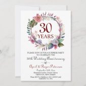 Invitation 30e Mariage Pearl Surprise Anniversaire Floral (Devant)
