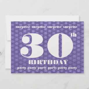 Invitation 30e Modèle SURPRISE Birthday Party Big Numbers