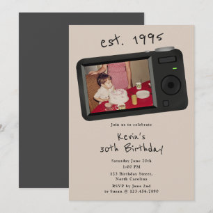 Invitation 30e Photo d'anniversaire vintage années 90 1990