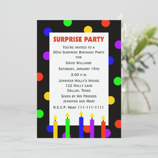 Invitation 30e Point d'invitation de fête d'anniversaire surp (Debout devant)