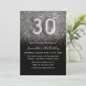 Invitation 30e Soie et Parties scintillant noire fête d'anniv (Debout devant)