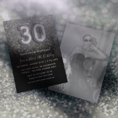 Invitation 30e Soie et Parties scintillant noire fête d'anniv