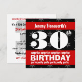 Invitation 30e SURPRISE Anniversaire Silver Stars B420 (Devant / Derrière)