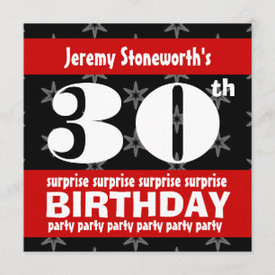 Invitation 30e SURPRISE Anniversaire Silver Stars B420