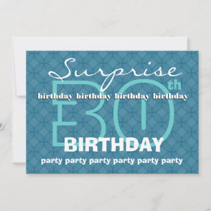 Invitation 30e SURPRISE Birthday Powder Blue Circles W485