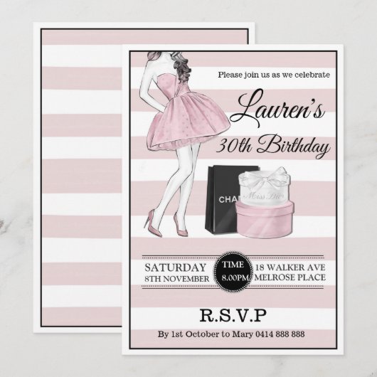 Invitation 30ème 40ème 50ème fête d'anniversaire pour les adu (Devant / Derrière)